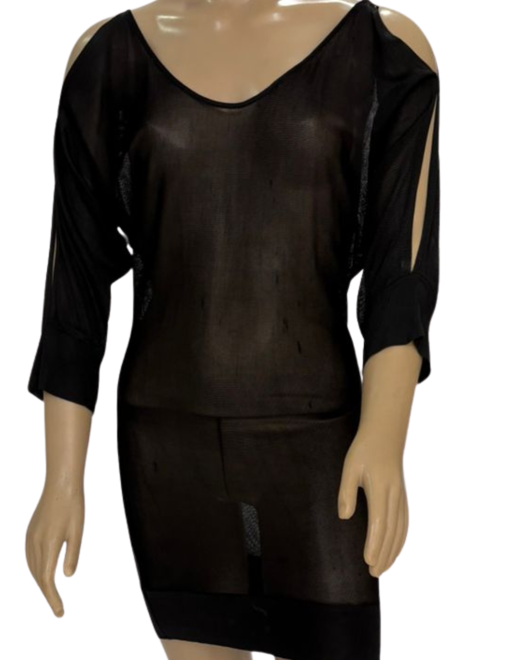 Vestido de praia Tule preto transparente (TAM P)