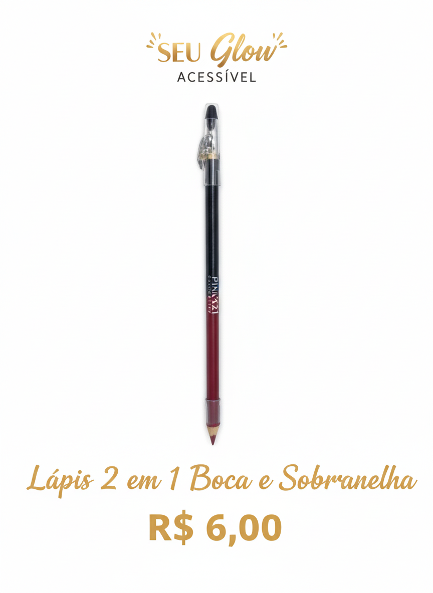Lápis duplo (sombrancelha preto e de boca varias cores)